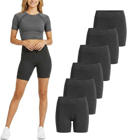 شورت اليوغا القطن للنساء 6pack ، السيطرة على البطن 5 بوصات شورت Legging Legging Legress in Kuwait