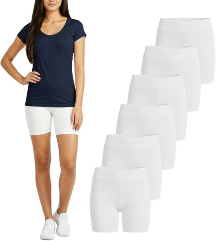 Cotton Yoga Shorts for Women 6Pack, Women’s 5" Tummy Control High Waisted Compression Legging Shorts in Kuwait