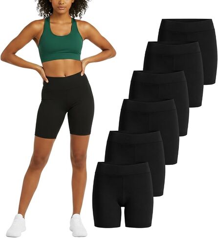 شورت اليوغا القطن للنساء 6pack ، السيطرة على البطن 5 بوصات شورت Legging Legging Legress in Kuwait