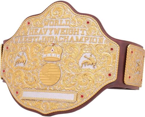 Big Gold Dual Brown Championship Title Belt Replica, World Heavyweight Wrestling Belt in Saudi Arabia