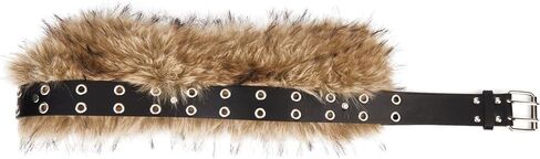 GORGECRAFT Viking Fur Leather Waist Belt Medieval Adjustable Renaissance Knight Waistband Brown Faux Fluffy PU Leather Reenactment Accessory Black Punk Belts for Halloween LARP Costume Men Women in Saudi Arabia