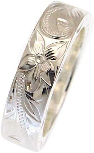 925 Sterling Silver 6mm Hawaiian Scroll Hand Engraved on Side Heavy Ring Band size 3 to 14 in Kuwait