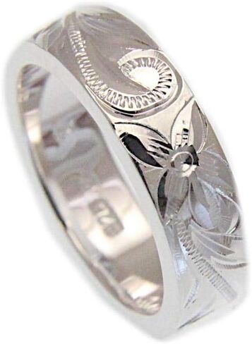 925 Sterling Silver 6mm Hawaiian Scroll Hand Engraved on Side Heavy Ring Band size 3 to 14 in Kuwait
