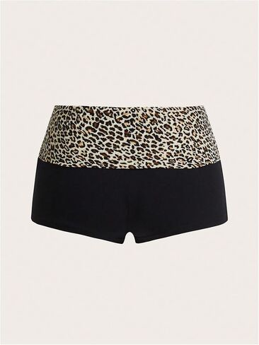 SweatyRocks Women's Leopard Print Mini Shorts Color Block Drop Waist Y2K Streetwear Shorts in Saudi Arabia