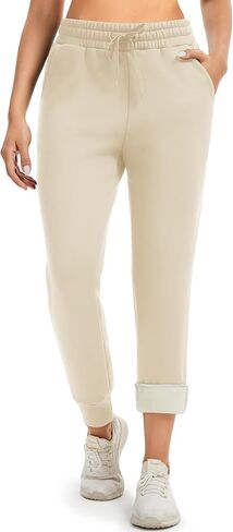 Fleece Lined Joggers for Women-Winter Thermal Women's Sweatpants Thick High Waisted Ski Hiking Running Pants S-2XL in Saudi Arabia