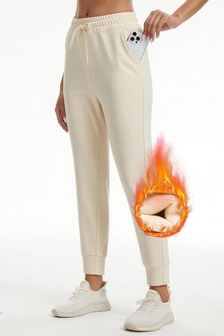 Fleece Lined Joggers for Women-Winter Thermal Women's Sweatpants Thick High Waisted Ski Hiking Running Pants S-2XL in Saudi Arabia
