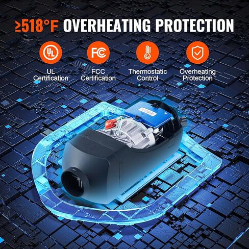 سخان ديزل 8KW Vevor 8kw ، DC12-24V ، سخان الهواء الديزل سريع التدفئة ، مع التحكم عن بعد والشاشة الرقمية الملونة ، خزان الوقود 10L ، ضوضاء منخفضة ، إعلان صوتي ، ل RV ، شاحنة ، القوارب والمقطورة in Kuwait