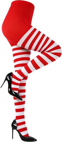 3 Pairs Christmas Striped Tights Full Length Tights Thigh High Stocking for Christmas Halloween Costume Accessory(3 Colors C, Adult Size) in Saudi Arabia