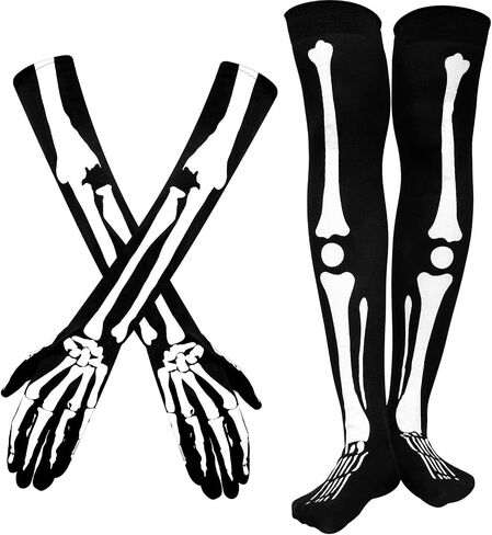 WILLBOND Halloween Skeleton Gloves and Stockings for Men Women in Saudi Arabia