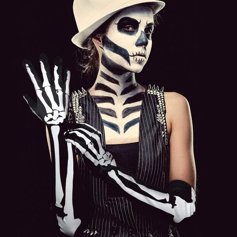 WILLBOND Halloween Skeleton Gloves and Stockings for Men Women in Saudi Arabia