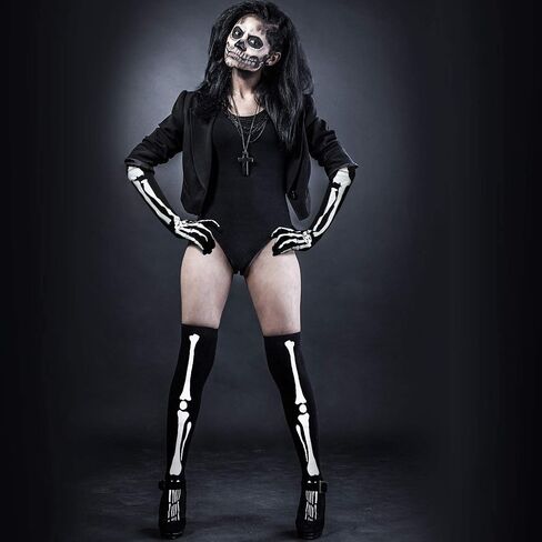 WILLBOND Halloween Skeleton Gloves and Stockings for Men Women in Saudi Arabia
