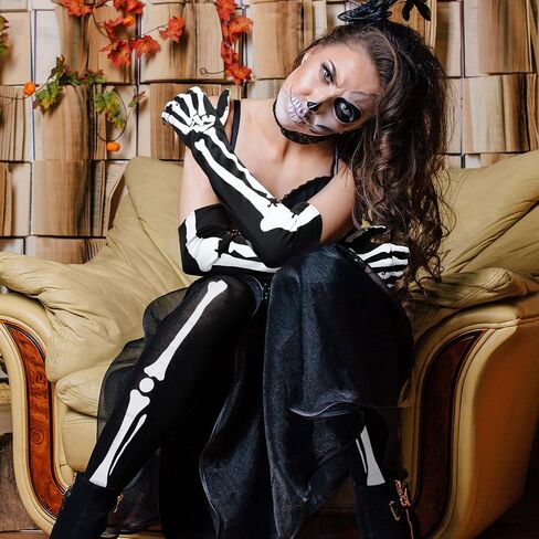WILLBOND Halloween Skeleton Gloves and Stockings for Men Women in Saudi Arabia