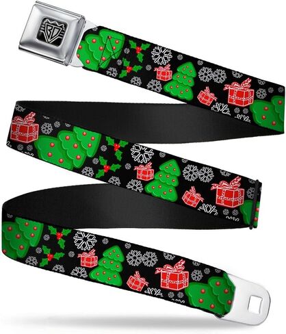Buckle-Down Seatbelt Belt - Christmas Collage Black/White/Green/Red - 1.0" Wide - 20-36 Inches in Length in Saudi Arabia