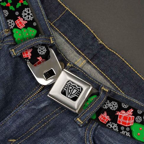 Buckle-Down Seatbelt Belt - Christmas Collage Black/White/Green/Red - 1.0" Wide - 20-36 Inches in Length in Saudi Arabia