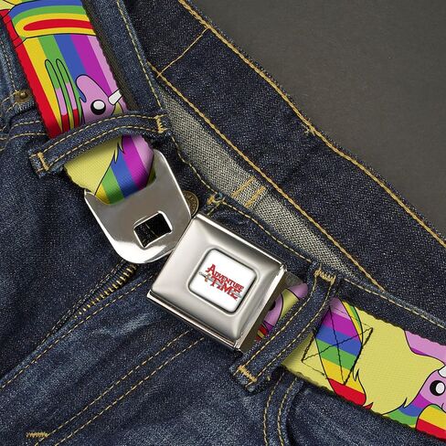 Cartoon Network Belt, Seatbelt Buckle Belt, Adventure Time Lady Raincorn Poses Stripe Rainbow, Adjustable in Saudi Arabia