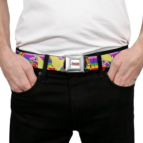Cartoon Network Belt, Seatbelt Buckle Belt, Adventure Time Lady Raincorn Poses Stripe Rainbow, Adjustable in Saudi Arabia