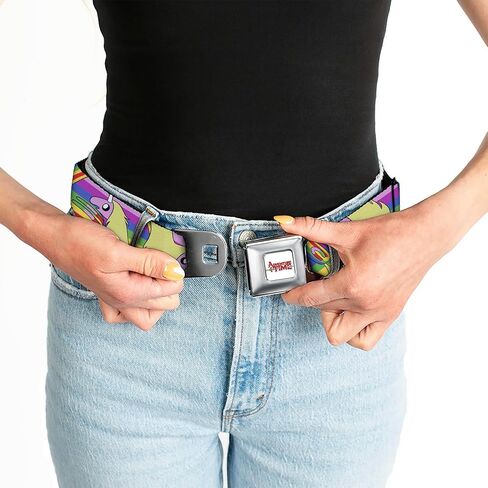 Cartoon Network Belt, Seatbelt Buckle Belt, Adventure Time Lady Raincorn Poses Stripe Rainbow, Adjustable in Saudi Arabia