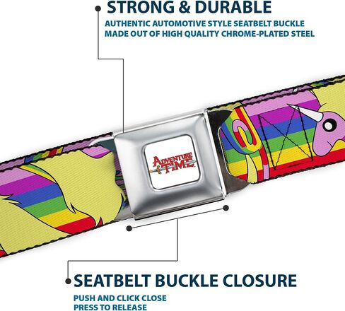 Cartoon Network Belt, Seatbelt Buckle Belt, Adventure Time Lady Raincorn Poses Stripe Rainbow, Adjustable in Saudi Arabia