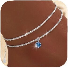 Ankle Bracelets for Women, Dainty Layered Waterproof Anklet for Women Adjustable Womens Anklet Set Stackable Diamond Link Anklets Beach Jewelry for Women(Slivery) in Saudi Arabia