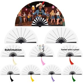 15pcs تسامي المعجبين مجموعة قابلة للطي فارغة - بوليستر بيضاء اليد مروحة نقل حرارة المشجعين clack تسامي ، تسامي الفراغات مروحة المعجبين مع 7 شرابات اللؤلؤ وأشرطة 2 للرقص ، الزفاف ، ديسكو ، الكنيسة in Kuwait
