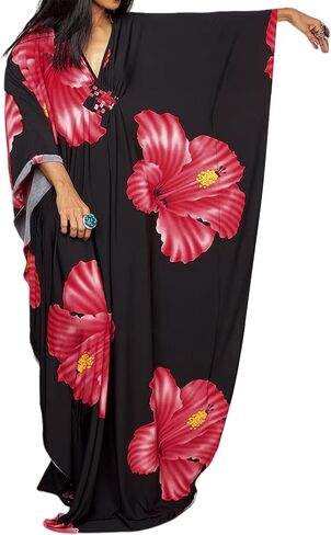 BSUBSEACH MOO MOOS KAFTAN فساتين للنساء طباعة الأزهار بالإضافة إلى الحجم من ملابس السباحة تغطية CAFTAN MAXI in Kuwait