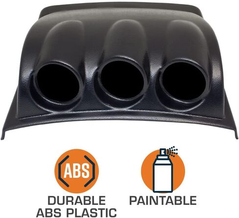Glowshift Black Triple Dashboard Gauge Pod متوافق مع فولكس واجن VW Beetle 1998-2005 - ABS Plastic - Mounts (3) 2-1/16 " in Saudi Arabia
