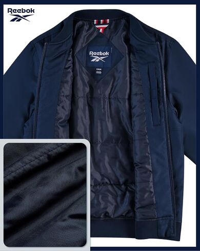 Reebok Mens Bomber Jacket - Lightweight Ripstop Wind Resistant Zip Up Insulated Windbreaker Jackets for Golf Hike Casual Wear in Saudi Arabia
