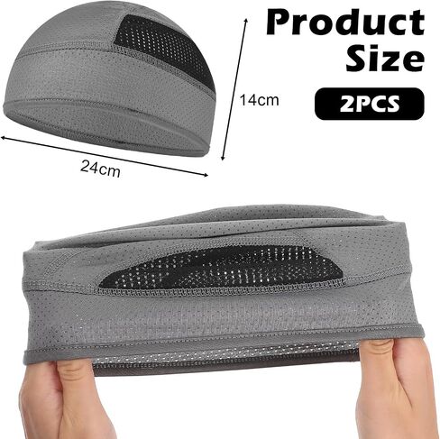 2 Pcs Cooling Skull Caps Helmet Liner, Sweat Wicking Mesh Hard Hat Line, Lightweight Running Beanie Cycling for Men Women Motorcycle (Black, Gray) in Kuwait