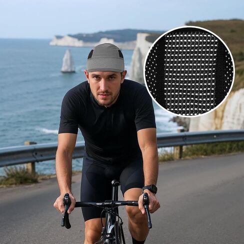 2 Pcs Cooling Skull Caps Helmet Liner, Sweat Wicking Mesh Hard Hat Line, Lightweight Running Beanie Cycling for Men Women Motorcycle (Black, Gray) in Kuwait