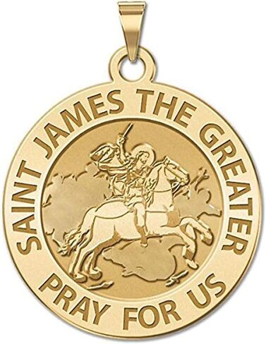 PicturesOnGold.com Saint James The Greater Religious Medal - 3/4 Inch Size of a Nickel -Solid 14K Yellow Gold in Saudi Arabia