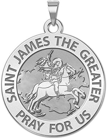 PicturesOnGold.com Saint James The Greater Religious Medal - 3/4 Inch Size of a Nickel -Solid 14K Yellow Gold in Saudi Arabia
