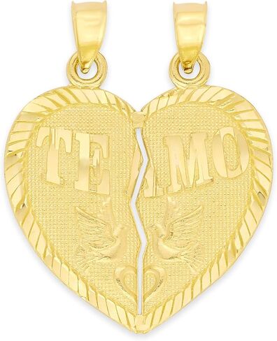14k Real Solid Gold Te Amo Breakable Heart Pendant to Share with a Loved One, I Love You Jewelry Gifts for Her in Saudi Arabia