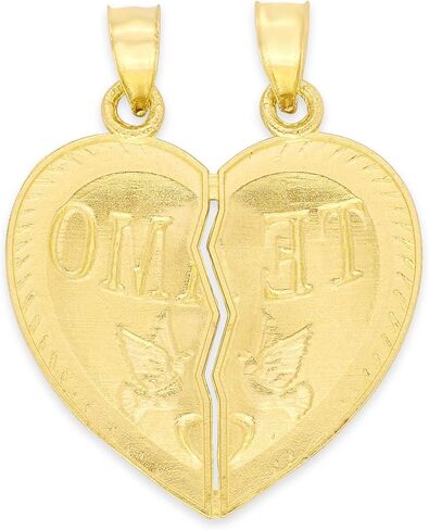 14k Real Solid Gold Te Amo Breakable Heart Pendant to Share with a Loved One, I Love You Jewelry Gifts for Her in Saudi Arabia