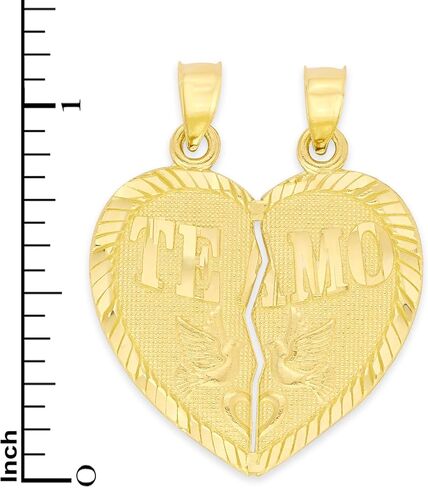 14k Real Solid Gold Te Amo Breakable Heart Pendant to Share with a Loved One, I Love You Jewelry Gifts for Her in Saudi Arabia
