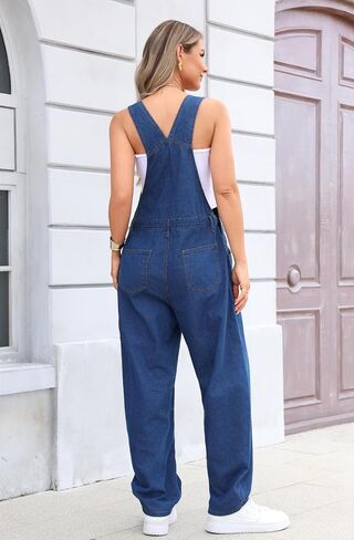 Women Oversized Adjustable Strap Denim Bib Overalls Jeans Pants Baggy Rompers Jumpsuits with Pockets in Kuwait