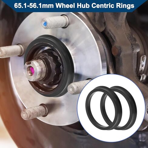 Car Wheel Hub Centric Rings Wheels Center Shaft Shock Absorbing Hubrings Durable Polycarbonate OD 65.1mm to ID 56.1mm 4 Pcs Black Durable Material in Saudi Arabia