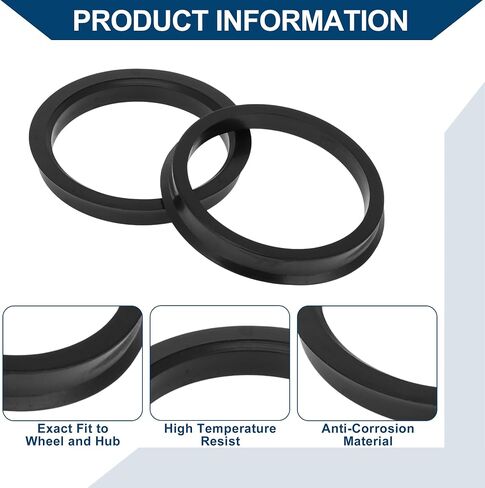 Car Wheel Hub Centric Rings Wheels Center Shaft Shock Absorbing Hubrings Durable Polycarbonate OD 65.1mm to ID 56.1mm 4 Pcs Black Durable Material in Saudi Arabia