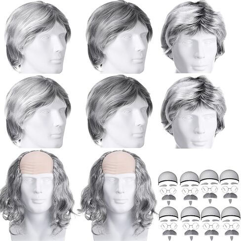 32 قطعة من شعر مستعار السيدة العجوز للنساء، شعر مستعار للجدة والجدة، زي المدرسة 100 يوم، أزياء الهالوين التنكرية لأعياد الميلاد in Kuwait