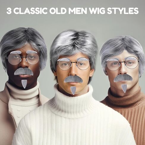 32 قطعة من شعر مستعار السيدة العجوز للنساء، شعر مستعار للجدة والجدة، زي المدرسة 100 يوم، أزياء الهالوين التنكرية لأعياد الميلاد in Kuwait