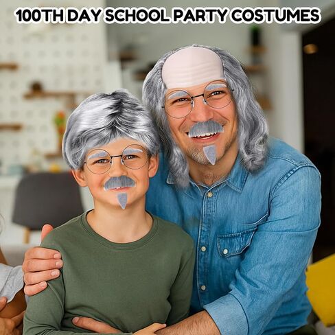 32 قطعة من شعر مستعار السيدة العجوز للنساء، شعر مستعار للجدة والجدة، زي المدرسة 100 يوم، أزياء الهالوين التنكرية لأعياد الميلاد in Kuwait