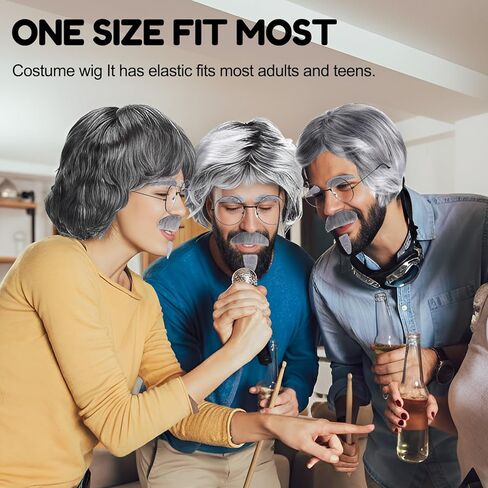 32 قطعة من شعر مستعار السيدة العجوز للنساء، شعر مستعار للجدة والجدة، زي المدرسة 100 يوم، أزياء الهالوين التنكرية لأعياد الميلاد in Kuwait