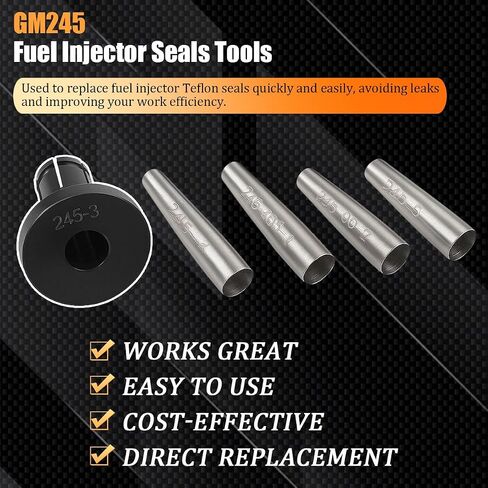 GM245 Fuel Injector Seals Tools Set, Vehicle Injector Seal No Leak Installation Adapter, Replaces for EN-49245 EN-51105 18683AA000, Compatible with 2.0L 2.5L 5.3L 6.2L Auto Engines in Saudi Arabia