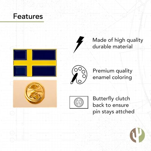 Desert Cactus Sweden Lapel Pin Country Enamel Made of Metal Souvenir Hat Men Women Patriotic Swedish (Waving Flag Lapel Pin) in Saudi Arabia