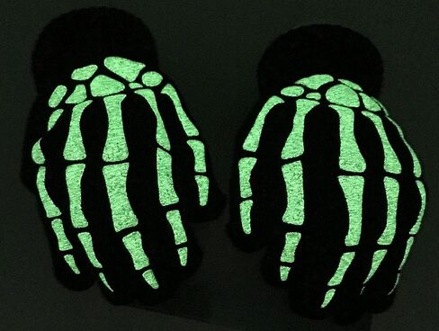 Alvogimor 2 Paris Halloween Costume Associory Sketeton Gloves Skull Gloves ، Goidty Gloves for Kids 3-8 Years (Glow in the Dark (Kids)) in Kuwait