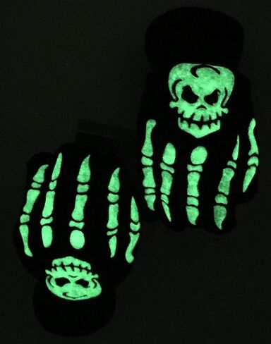 Alvogimor 2 Paris Halloween Costume Associory Sketeton Gloves Skull Gloves ، Goidty Gloves for Kids 3-8 Years (Glow in the Dark (Kids)) in Kuwait