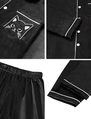 Mikrdoo Silk Pajamas for Girls Long Sleeve PJs for Kids Top and Pants 2 Piece Satin Slpeepwear Set 3-14 Years in Kuwait