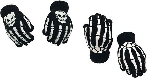 Alvogimor 2 Paris Halloween Costume Associory Sketeton Gloves Skull Gloves ، Goidty Gloves for Kids 3-8 Years (Glow in the Dark (Kids)) in Kuwait