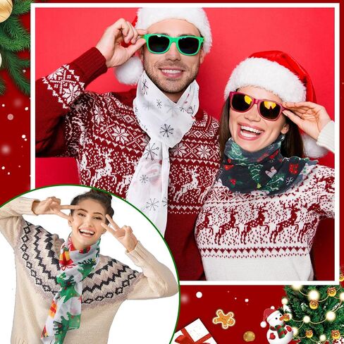 Suhine 12 Pcs Christmas Scarf Bulk Lightweight Elegant Xmas Scarf Women Men Holiday scarves Christmas Gift in Saudi Arabia