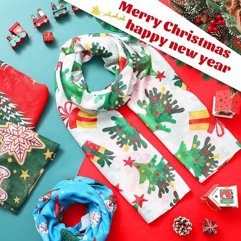 Suhine 12 Pcs Christmas Scarf Bulk Lightweight Elegant Xmas Scarf Women Men Holiday scarves Christmas Gift in Saudi Arabia