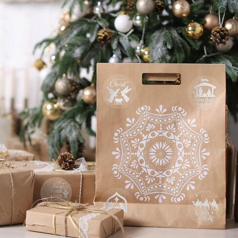 AnyDesign 1000Pcs Clear Christmas Stickers Roll Gold Foil Nativity Scene Stickers Xmas Winter Holiday Round Adhesive Label Stickers Decal for Xmas Envelopes Invitations Cards Gifts Decor, 6 Designs in Saudi Arabia